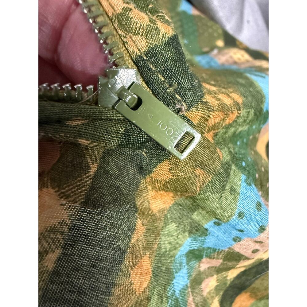 Vintage Moss Green Novelty Print Cotton Day Dress - Picture 7 of 8